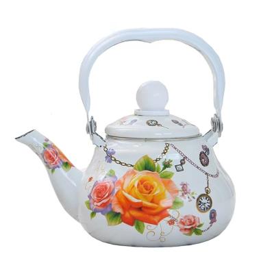 China 2.0 L Sustainable Multicolor Enamel Tea Kettle with Steel Lid and Handle for sale