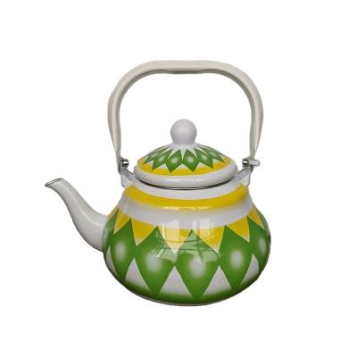 China 2.0 L sustainable enamel tea kettle with full decal for sale