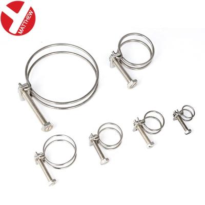 China Automotive Industry Stainless Steel Double Wire Hose Clamp for sale