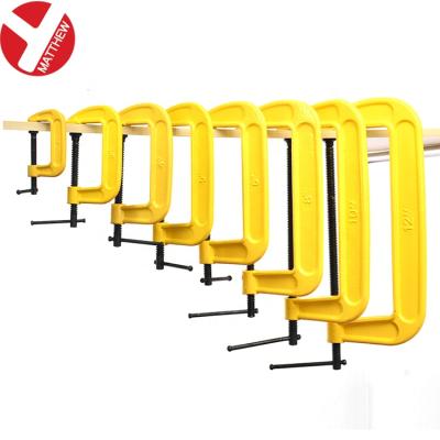 China Carpentry Clamping Tool / Other Heavy Duty Clamping Cast Iron Welding Yellow G Clamp With Multi Sizes for sale