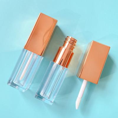 China Rose Gold Empty Lipgloss Filling Liquid Lipstick Tube Packaging Luxury Private Label Lip Gloss LZ Package MOQ 100pcs 3.5ml Square Tube for sale