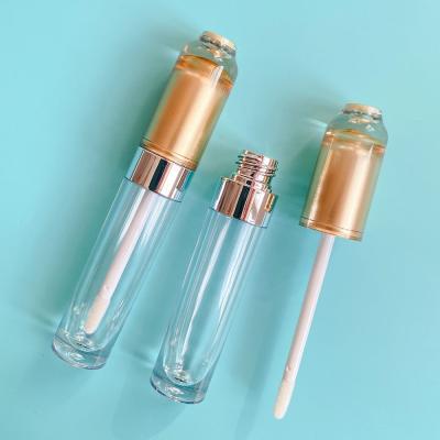 China Lip Gloss Filling LZ Pack Custom Empty Lip Gloss Tubes Private Label 6ml Small MOQ 100PCS Gold Top Clear Liquid Lipstick Packaging for sale