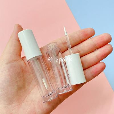 China Lip Gloss Filling Lz Pack Clear Bottle 5ml UV Gloss White Cap Wholesale Running Round White Liquid Eyeliner Empty Tubes With Brush for sale