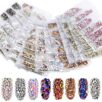 China Easy Apply LZ Pack Crystals 50Bags Rhinestones DIY Jewelry Stock Nails Art Decorations 6 Grid Box Diamond 3d 18 Colors Nail Art for sale