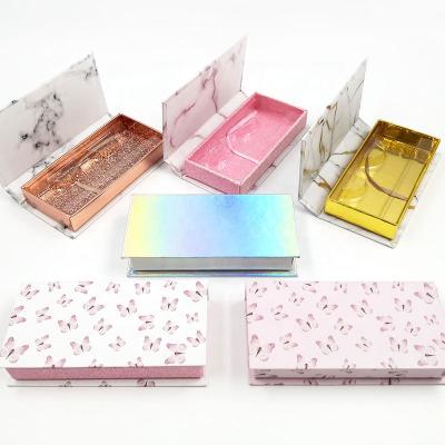 China LZ Glitter Paper Package 3D Logo Luxury Natural Stock Custom False Eyelash Case Holographic Paper Eyelash Boxes Wholesale Eyelash Packaging Box for sale