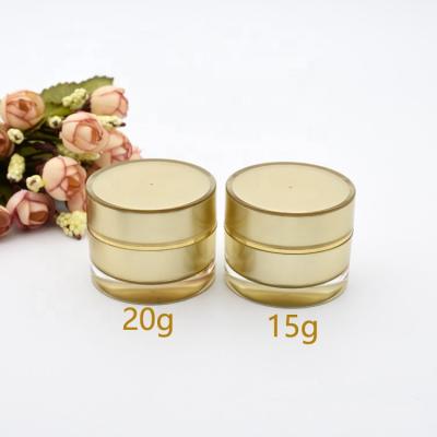 China Lip Gloss Filling LZ Pack Wholesale 100pcs Gold Acrylic Cream Jars 15g 20g Luxury Black White Face Cream Packaging Jar With Custom Logo for sale