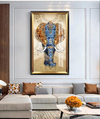 China American Modern Porch Elephant Light Decorative Painting Luxury Vertical Wall Painting Hanging For Living Room for sale