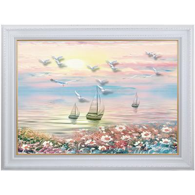 China Modern sea landscape oil painting living room dining room decoration painting sea view background wall hanging painting for sale