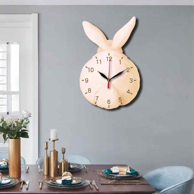 China Modern Fashion Wall Clock Children's Room Bedroom Anime Rabbit Decoration Painting Bedside Wall Decor Clock for sale