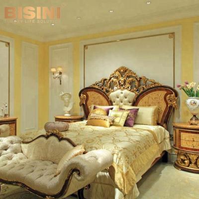 China BISINI Luxury European Style Arabic Style Solid Wood Carved Large Wedding Bed - BF07-30072 for sale