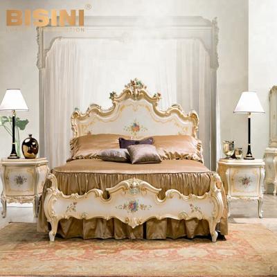 China Bisini durable Italian style luxury wedding bed, wooden colorful drawing bed BG2000001 for sale