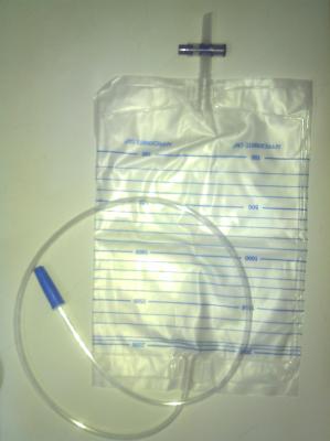 China Disposable drainage bag, 2000ml T valve or cross valve urine bag for adult for sale