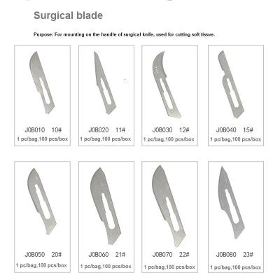 China Hot quality No. 10, 11, 12, 15, 20, 21, 22, 23, 24 carbon steel surgical blade, cell phone film blade, pedicure blade for sale