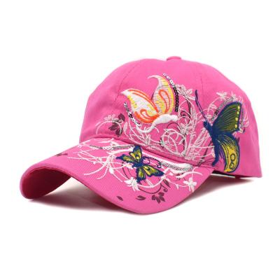 China China COMMON Embroidered Butterfly Logo Cotton Baseball Cap for sale