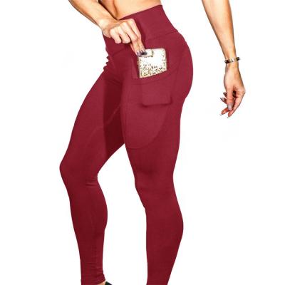 China High Waist Tummy Control Workout Leggings Breathable Yoga Pants With Pockets For Women for sale