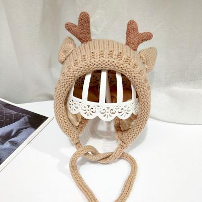 China COMMON 1-2 Years Old Baby Cute Winter Velvet Design Knitted Warm Hat for sale