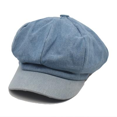 China Lady Elegant Autumn Octagonal Hat Factory Wholesale Pure Cotton Striped Denim for sale