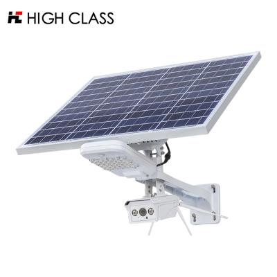 China HIGH QUALITY outdoor waterproof ip66 illumination wide area patent 20w 30w solar led street light with cctv camera for sale