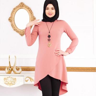 China Anti-wrinkle long sleeve tops newest design women's long blouse tops hot sale casual style muslim basic design for sale