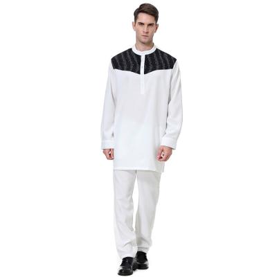 China Anti-wrinkle China Small Quantity Customized Wholesale Men 2 Piece Set Abaya Muslim Shirt Dress for sale