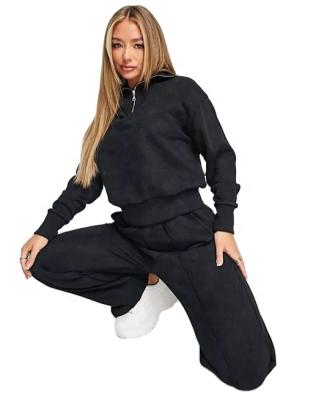 China Hot sale Anti-wrinkle fitness fashion cotton funnel neck fleece sweat panties with zipper in black lady sweat wear for sale