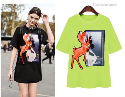 China 100% Breathable Cotton Ladies T Shirts, Wholesale Bambi Printing T Shirts for sale