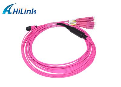 China 8 Core Duplex MM 50/125um OM4 LSZH Fiber Patch Cord 5M Type B MPO Female - 4 LC/UPC for sale