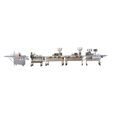 China Easy Operation Bakery Big Automatic Topping Cross Egg Loaf Bread Making Production Line  With Bread Slicer Machine for sale