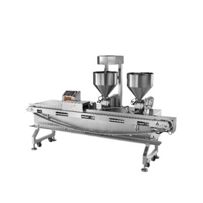 China Snack food factory Bread Bakery Fully Automatic Bread Cut And Sandwich Two Materials Making Stuffing Machine for sale