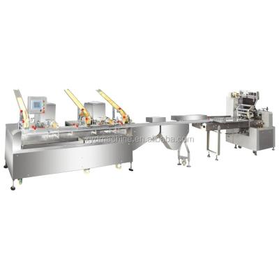 China Biscuit XYD-C1 one rows(3+2) multi-sandwich cream or jam machine connected packaging machine for sale