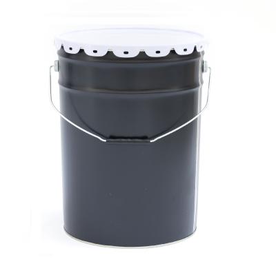 China Hot Sale UN Shipping And Storage Black Flower Edge Lid Steel Handle Pail Bucket 18L for sale