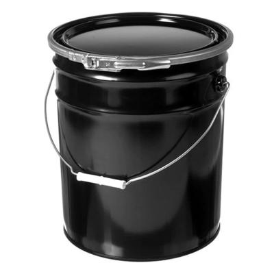 China Shipping and Storage 5 Gallon Steel Pail Open Head UN Rated Lever Lock Black for sale