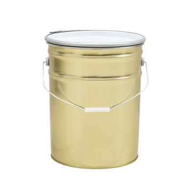 China Manufacturer 25L Gold Lock Ring Pail Round Tin Can Paint Bucket Shipping and Storage zu verkaufen