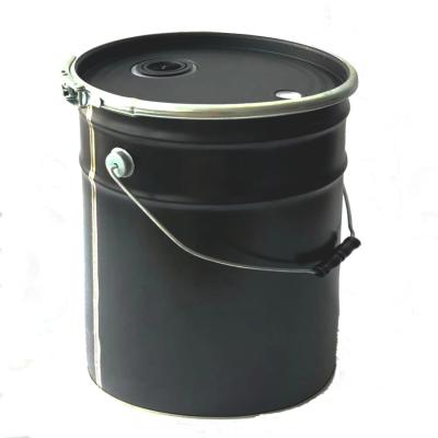 China Shipping and Storage 25 Gallon Drum Black Pail With Air Evacuation Valve Steel Lid For Coffee Bean for sale