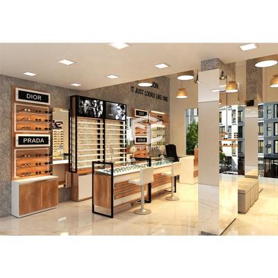 China Optical Shop Display Stand Store Optical Glass Shelf Rack Display Rack Free Drawing Interior Design for sale