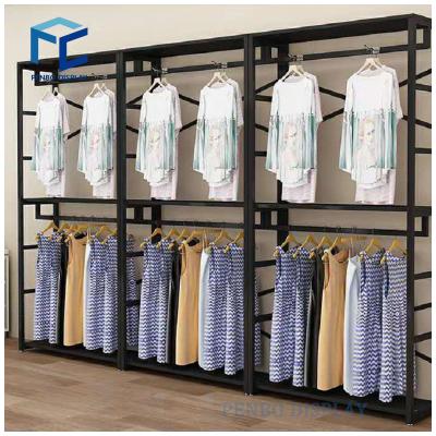 China Sell ​​Wooden Retail Rack Mens Clothing Display Clothing Stores Fixtures Fit Display Furniture For Mens Clothing Store for sale