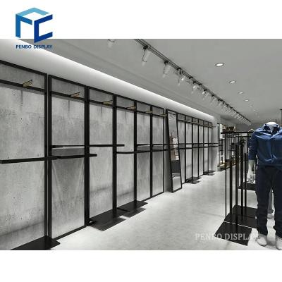 China Modern factory direct custom metal and wood clothes racks men's and women's clothing store display rack for sale