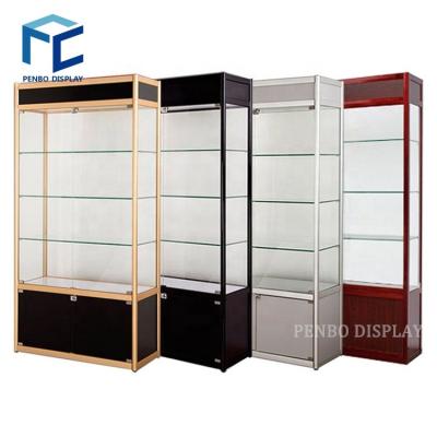 China Antique Standard And Customized Aluminum With Led Light Glass Display Showcase for sale