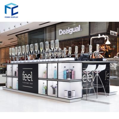 China Modern or Customize Design Custom Cosmetic Perfume Kiosk Display Mall Perfume Retail Store Counter Showcase for sale