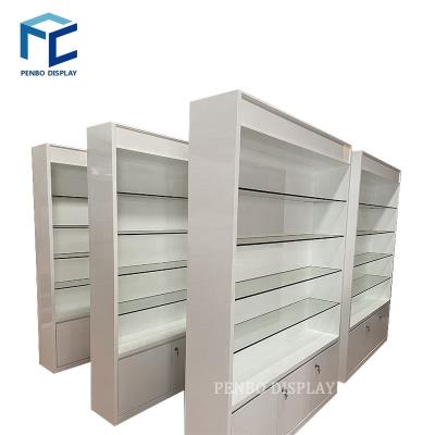 China Customized Design Custom Pharmacy Shelves Modular Fixtures Store Display Rack Health Care Pharmacy Shop Interior Design Medical Professional Decor for sale