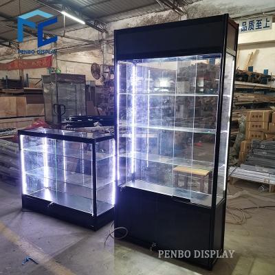 China Smoke Shop Glass Display Showcase 6 Feet Smoke Shop Glass Display Shelf Corner Shelf Cabinet Smoke Shop Display Counters For Tobacco Shop Use for sale