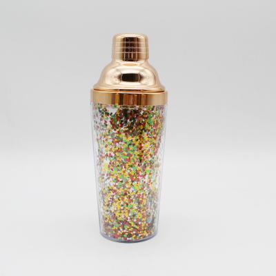 China Viable Confetti Shaker Bottle Wine Shaker, Double Cocktail Shaker For Bar Party, Shaker With Gold Wall Glitter Plastic Confetti for sale