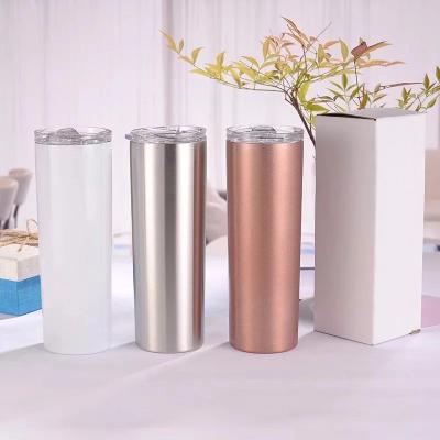 China 20oz Skinny Viable Stainless Steel Tumbler With Lid And Straw Stainless Steel Cup Bridesmaid Tumbler Sublimation Wedding Tumbler Mug for sale