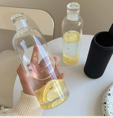 China 2022 Viable New Glass Bottle With Time Scale High Borosilicate Bottle With Time Marker Wine Glass Bottle Hot Sale Glass Water Cup for sale