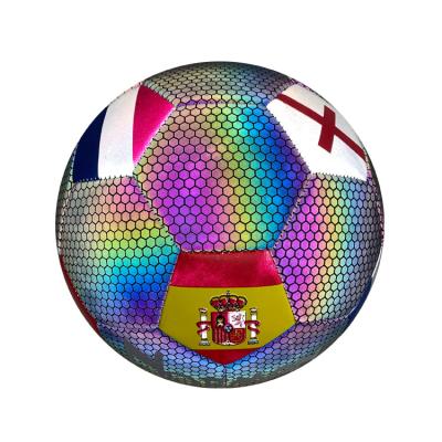 China Wholesale Custom Dark Logo Glow Holographic Football In Soccer Training Glowing Balls for sale