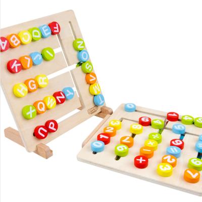 China Children's Creative Alphabet Puzzle Double Sided Montessori Wooden Alphabet and Number Learning Educational Board Toys for sale