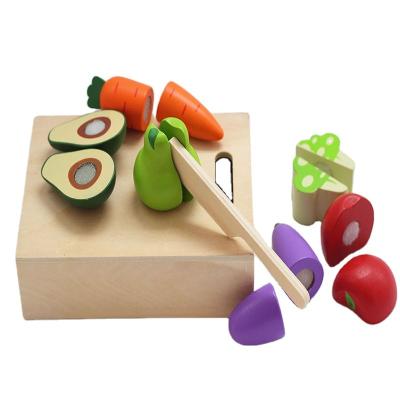 China Playing wooden toy food to pretend children cut fruit vegetables play house the best gift for sale