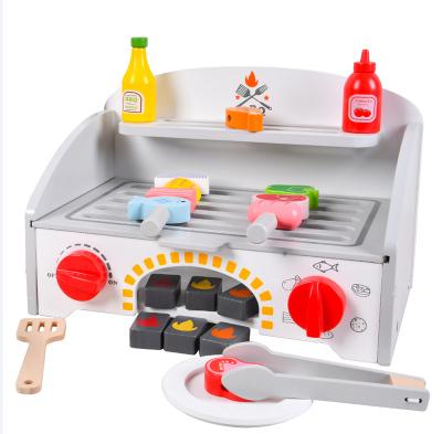 China Pretend Play Toy Set Pretend To Be Home Wooden Toys Kitchen Barbecue Tools Food Gifts For Kids for sale