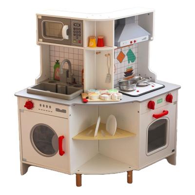 China Kitchen Set Toy Preschool Toy Wooden U-Shaped Kitchen Role Playing Weird Toy Corner Design Doesn't Take Up Space With New Healthy Igniting Cooking Set for sale