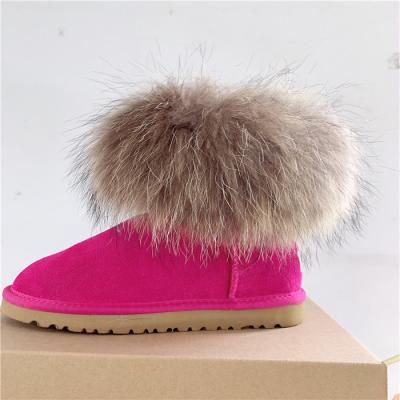 China New Arrival Warm Sale Women Kids Ankle Boots Winter Snow Boots Faux Fox Collar Warm Breathable Colorful Real Wool Fur for sale